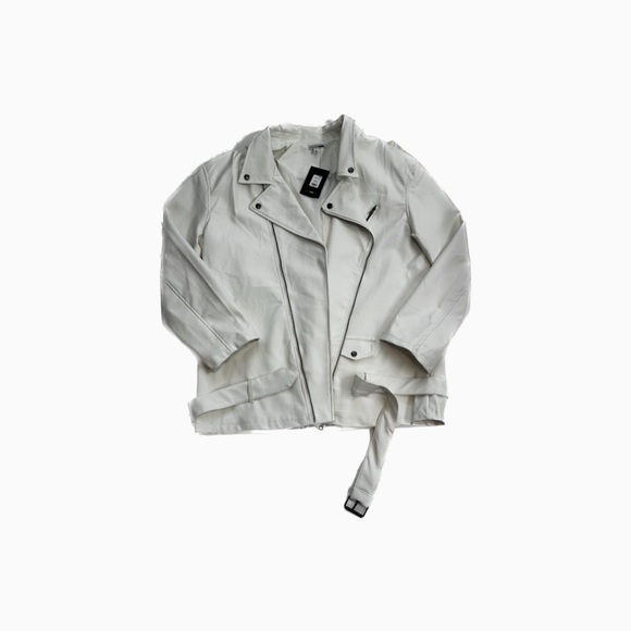 SIZE XL | FASHION NOVA OVERSIZED LEATHER JACKET (IVORY) - Picture 1 of 2